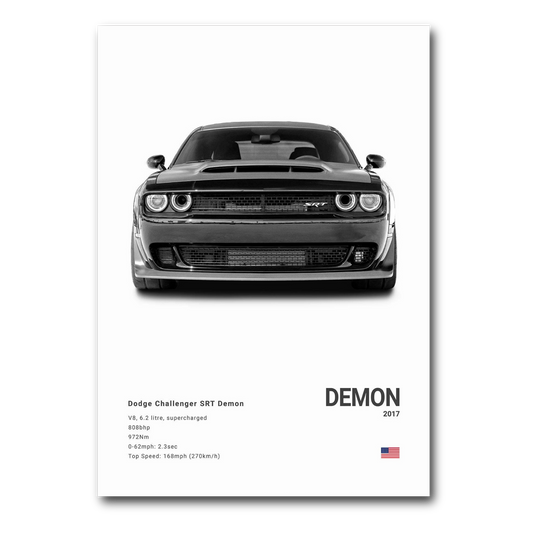 Dodge Challenger SRT Demon Poster: Iconic American Muscle Wall Art