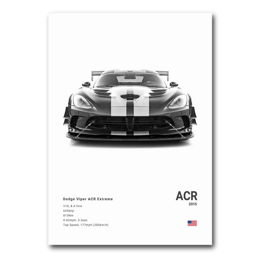 Dodge Viper ACR Track Weapon Poster - V10 Engine Car Wall Art Print